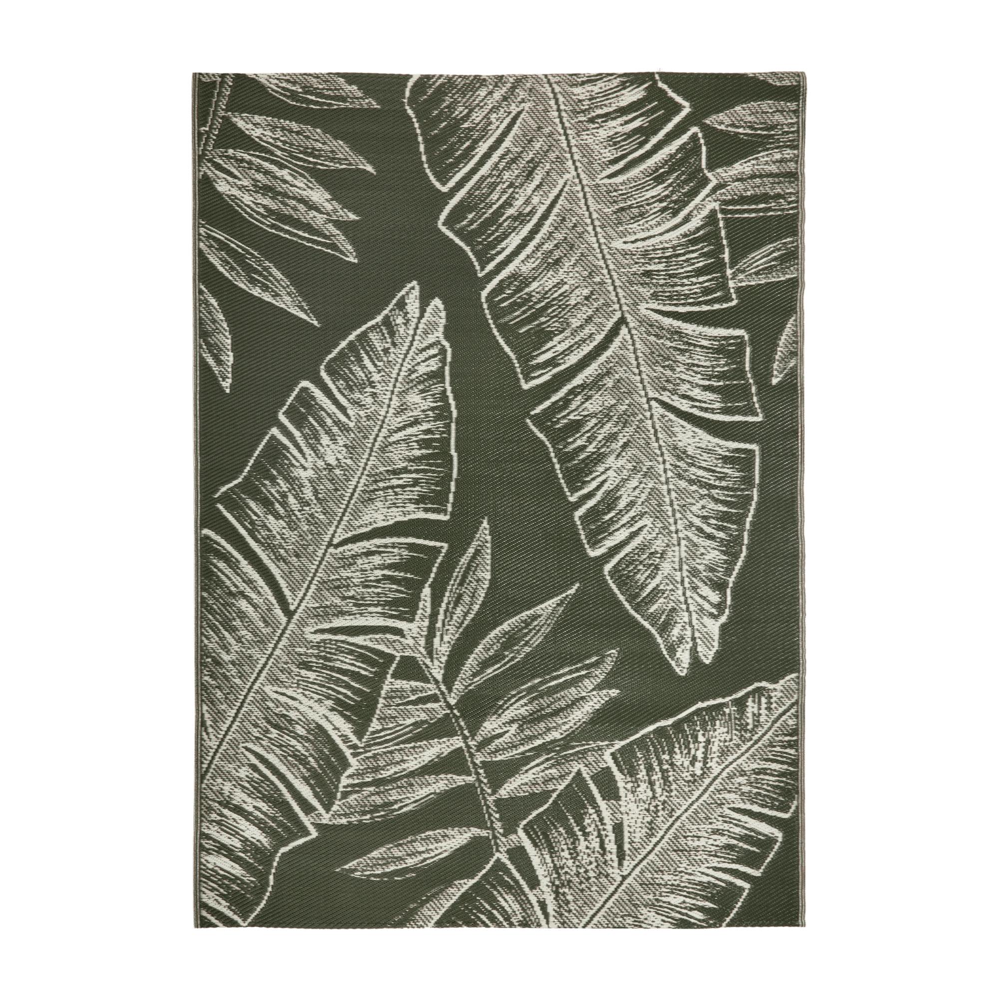 Tapis réversible à imprimé feuilles vertes bicolore 5 x 7