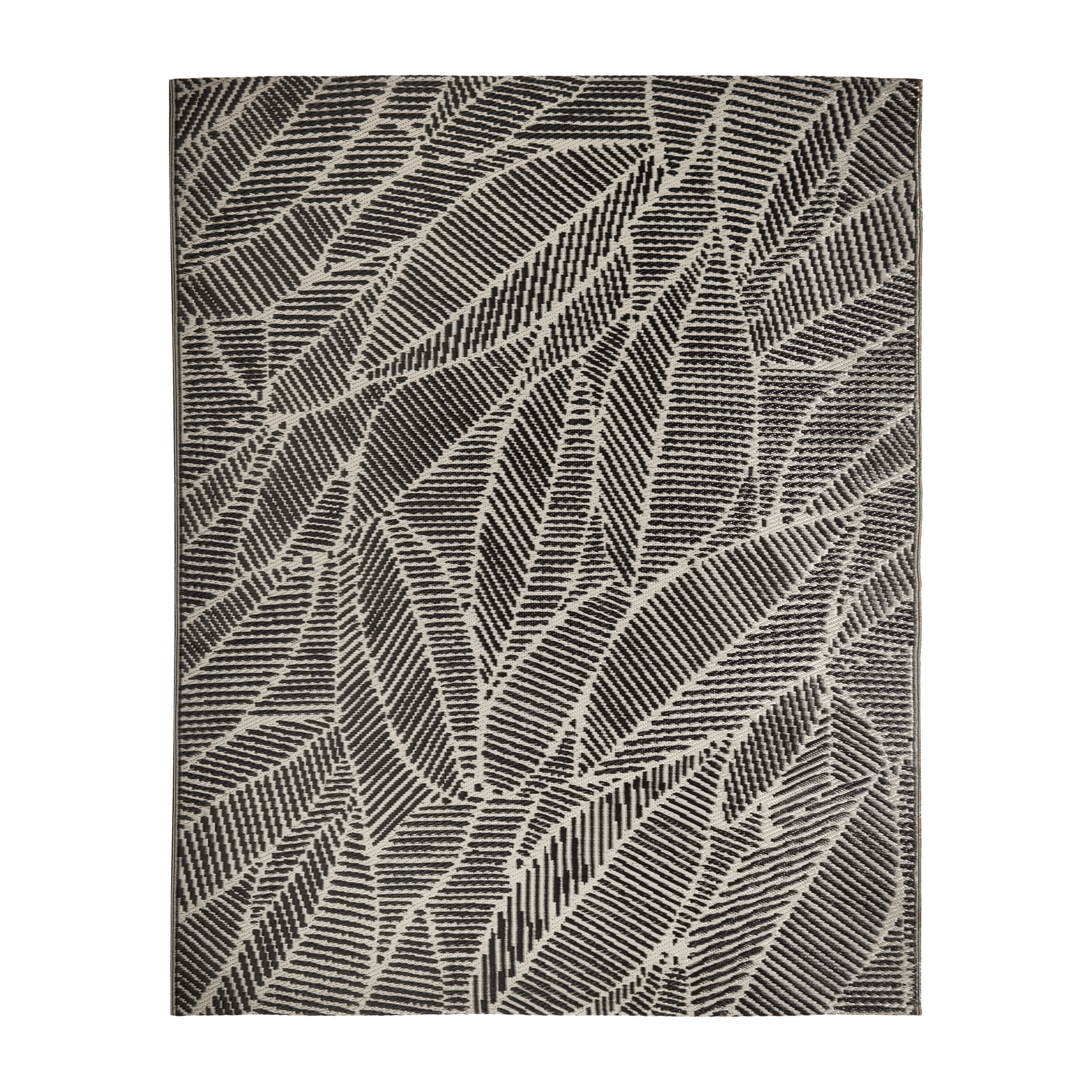 Tapis réversible à imprimé feuilles noires bicolore 8 x 10
