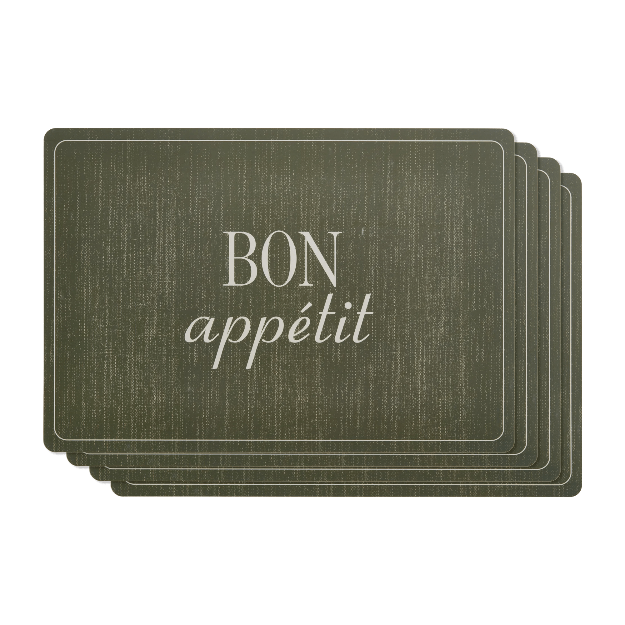 Set of 4 Green Bon Appetit Placemats
