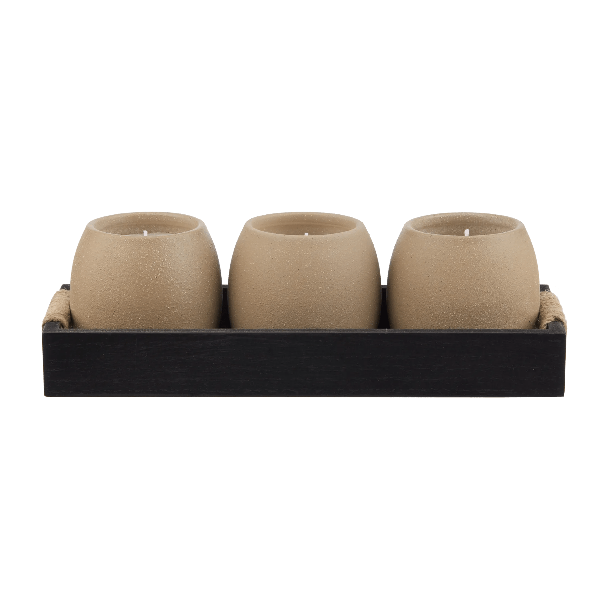 Lot de 3 bougies dans un plateau noir