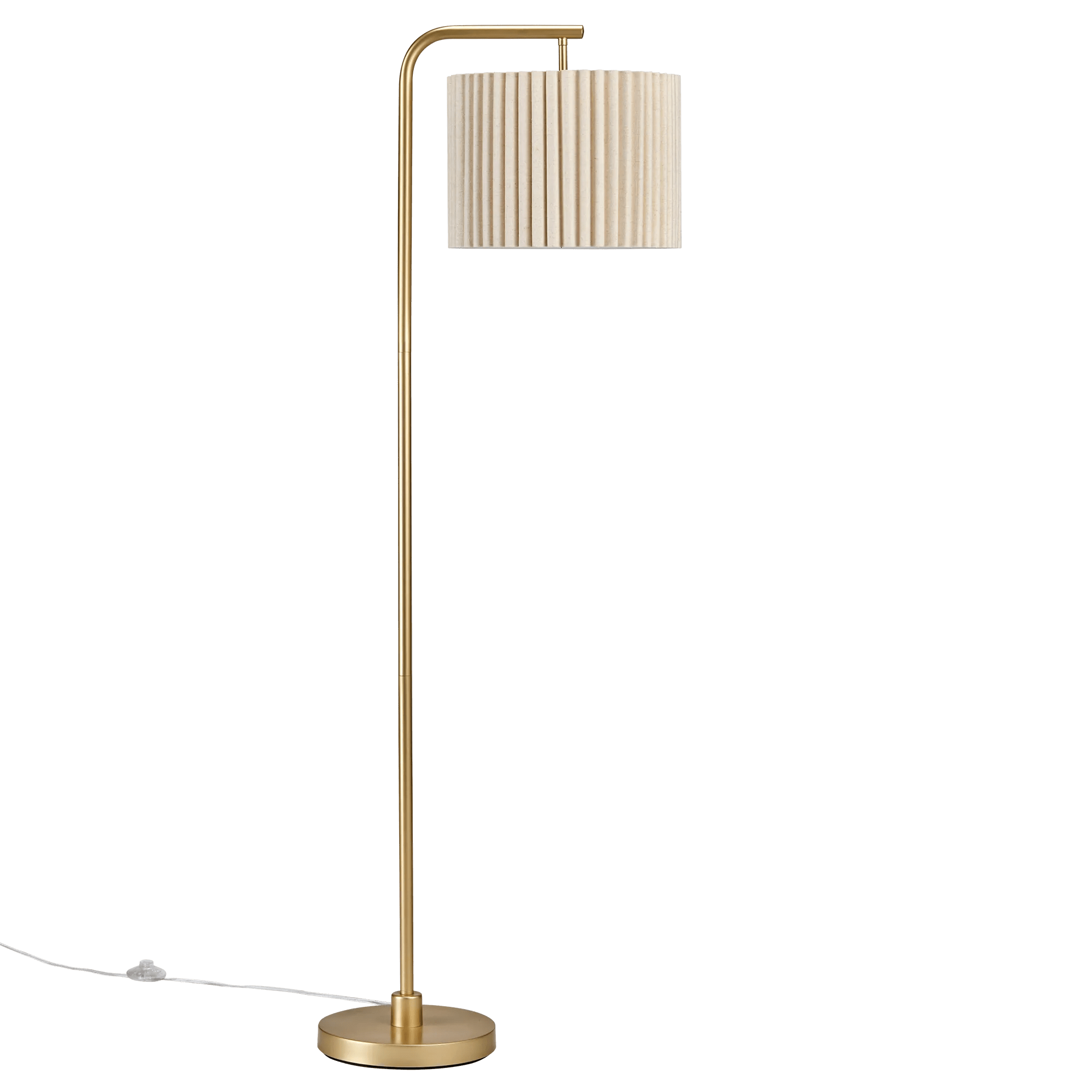 Lampe de sol dorée abat-jour plissé