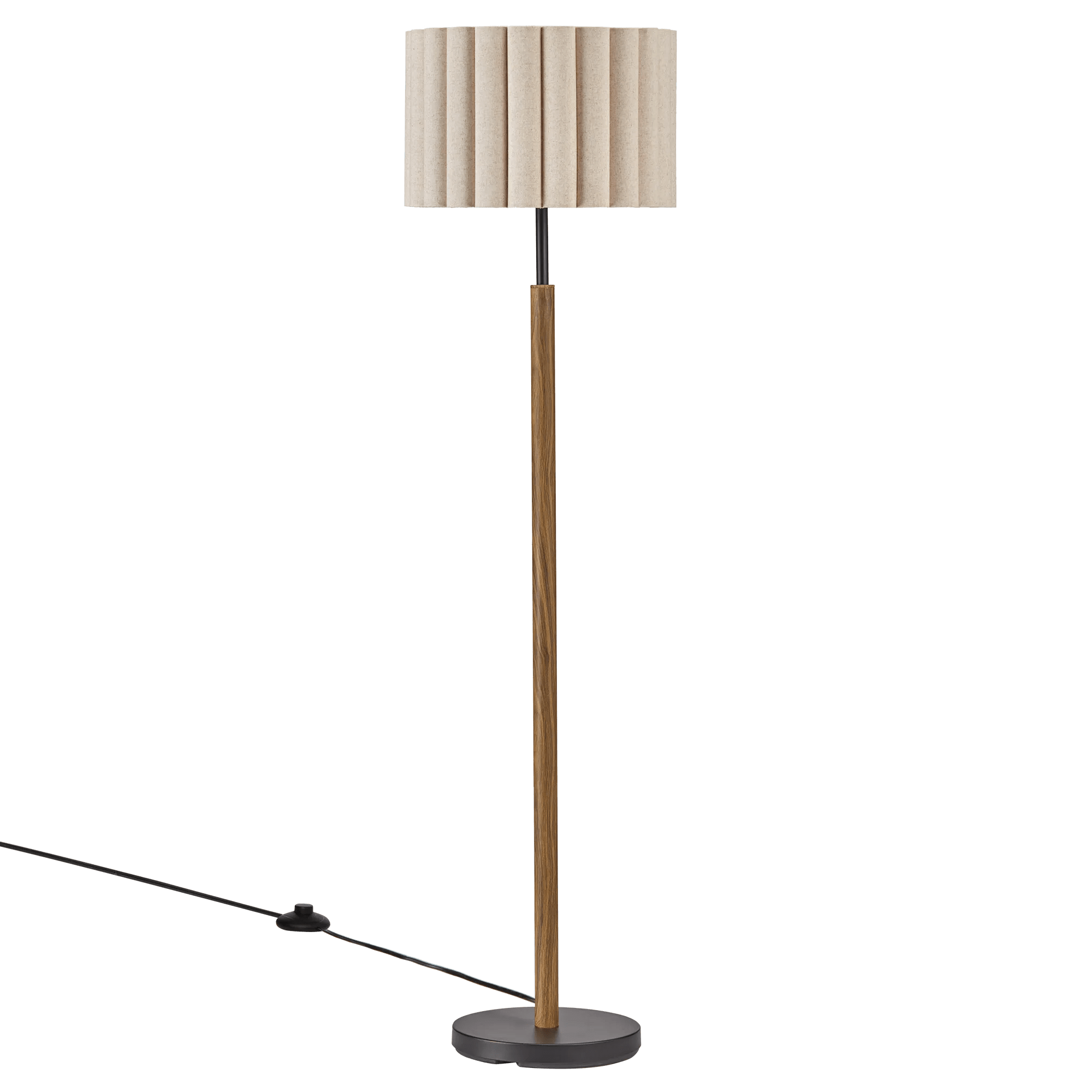 Wooden Floor Lamp with Pleated Shade