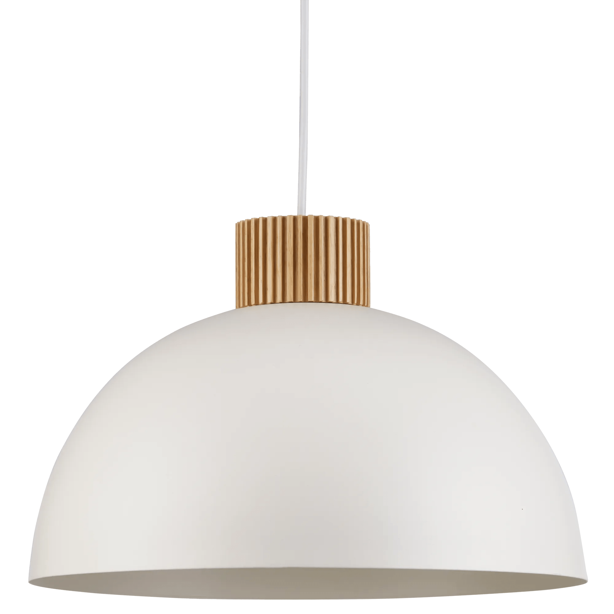 Suspension moderne blanche avec détail en bois