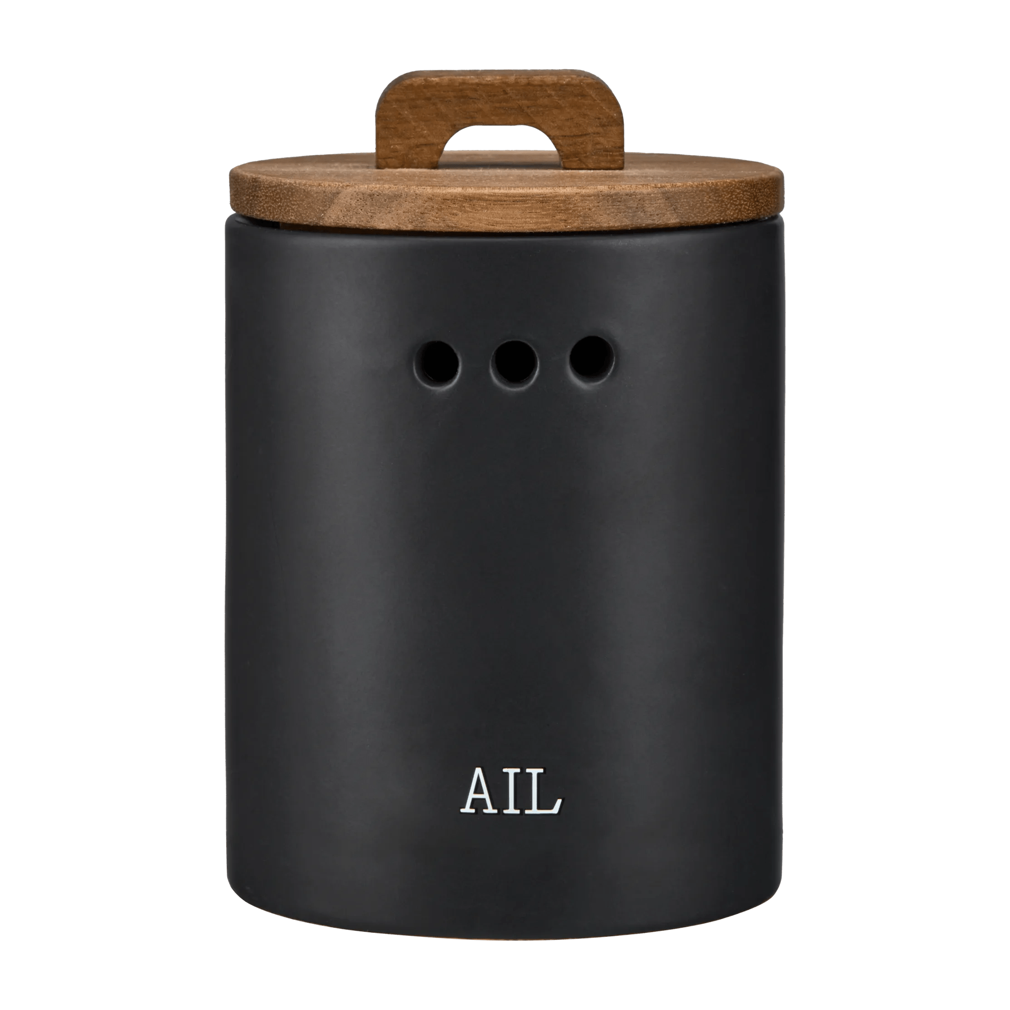 Pot à ail avec couvercle en bois