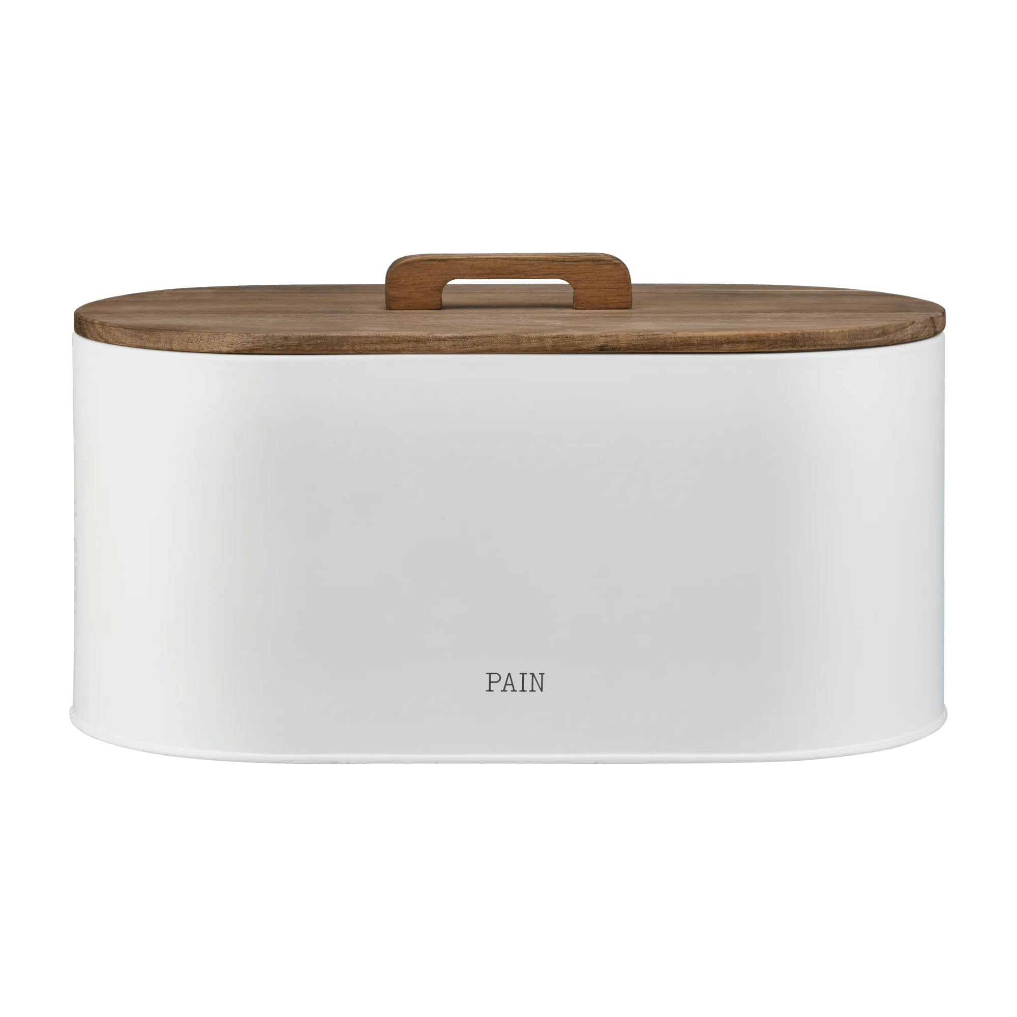 White Bread Box with Wooden Lid