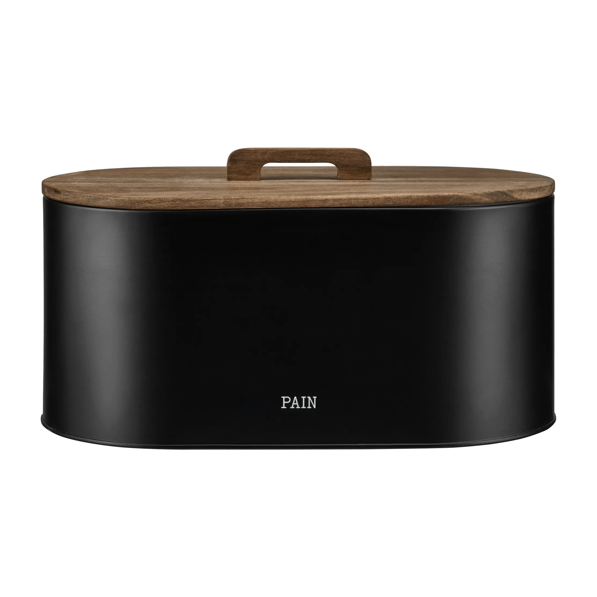 Boîte à pain noir avec couvercle en bois