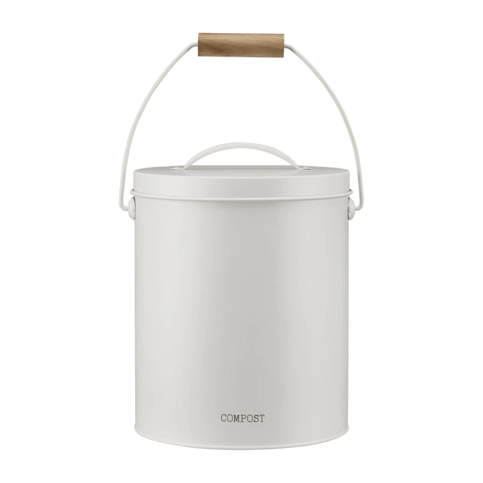 Seau à Compost blanc avec poignée en bois
