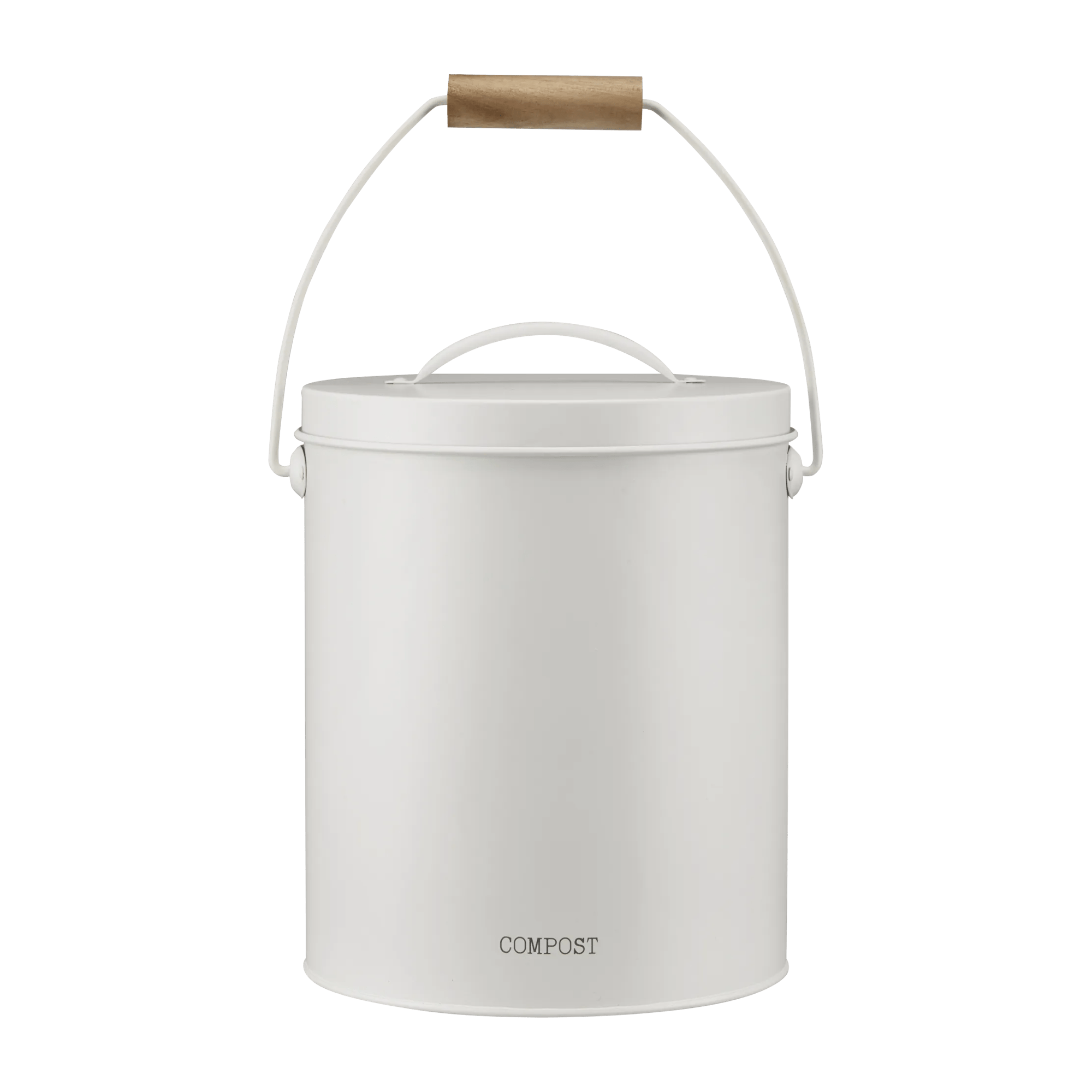 Compost Bin White with Wooden Handle