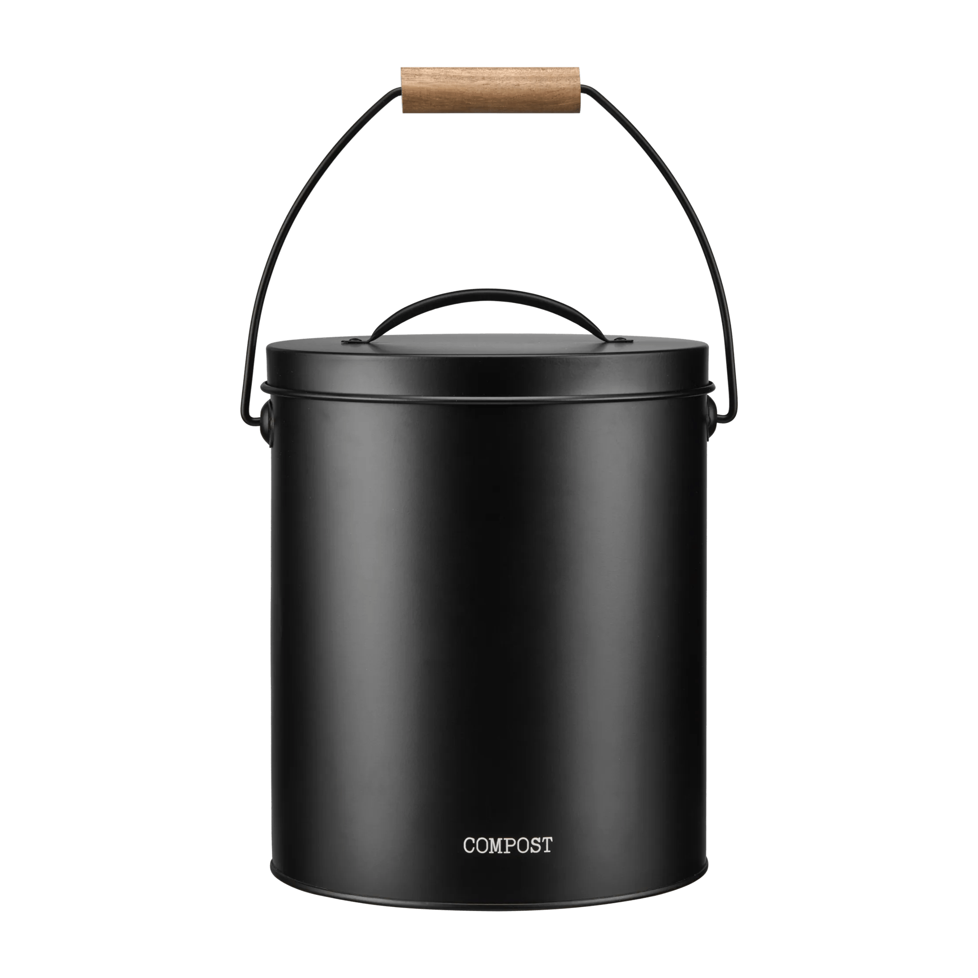 Seau à Compost noir avec poignée en bois