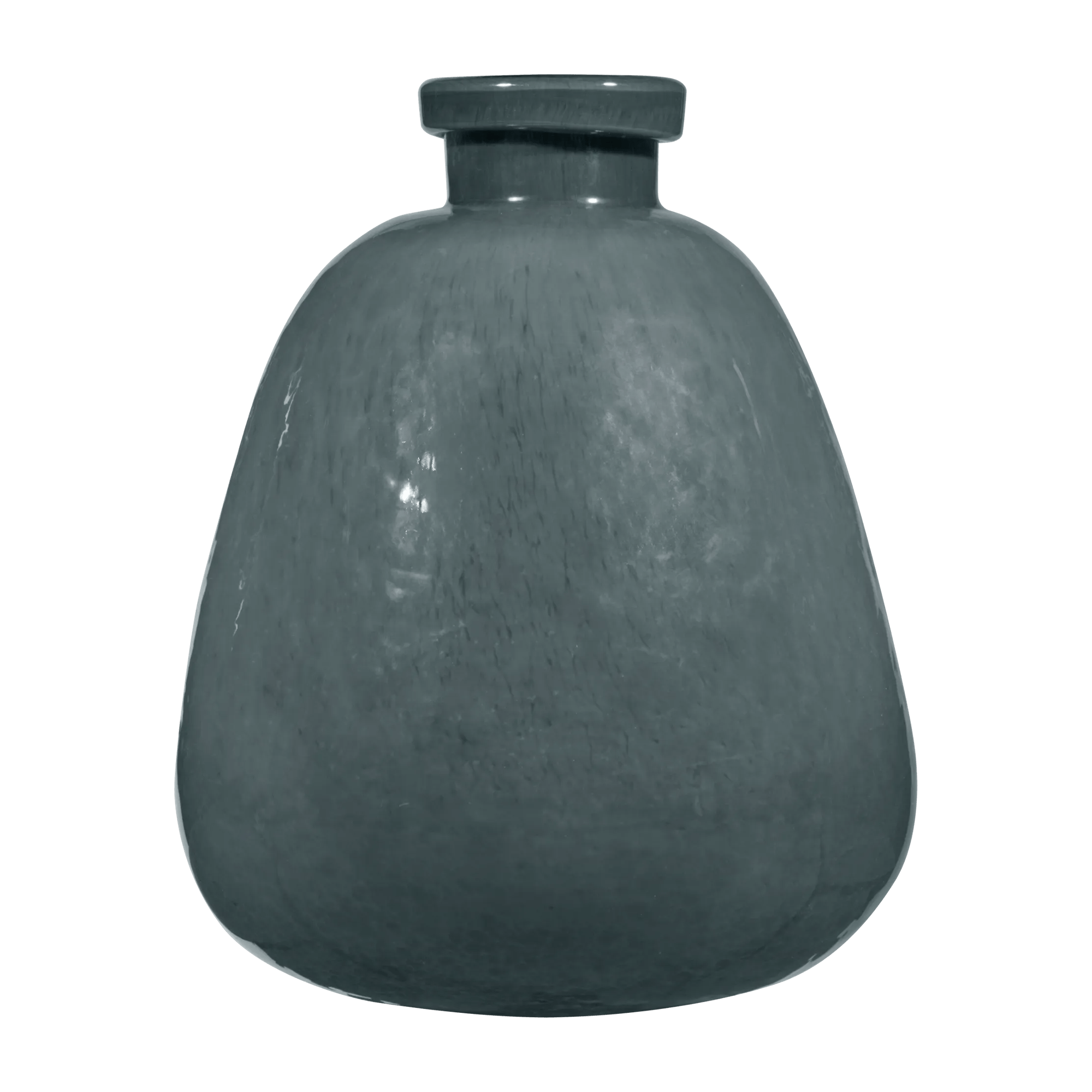 Vase décoratif en verre vert foncé brillant