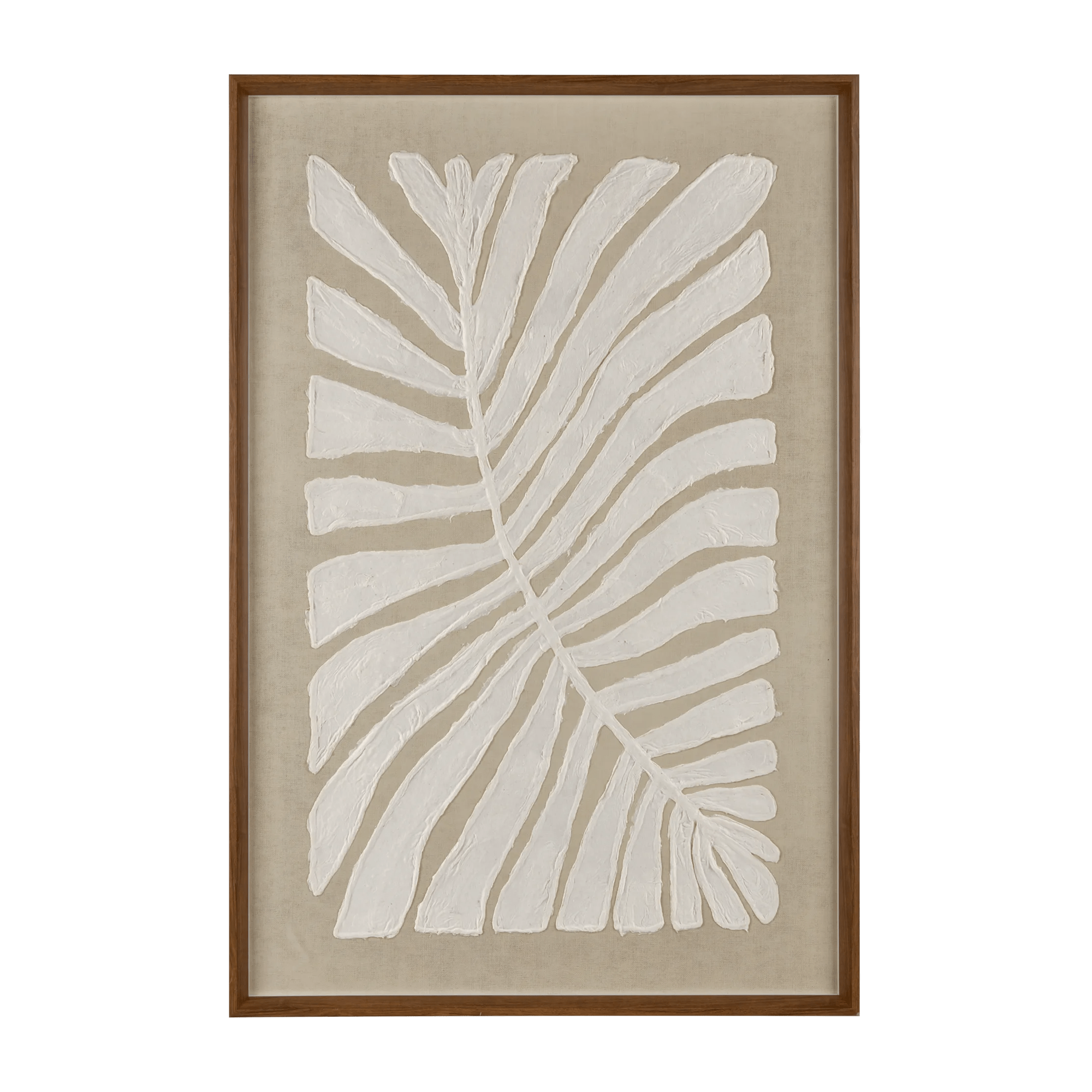 Tableau feuillage texturé sur fond neutre