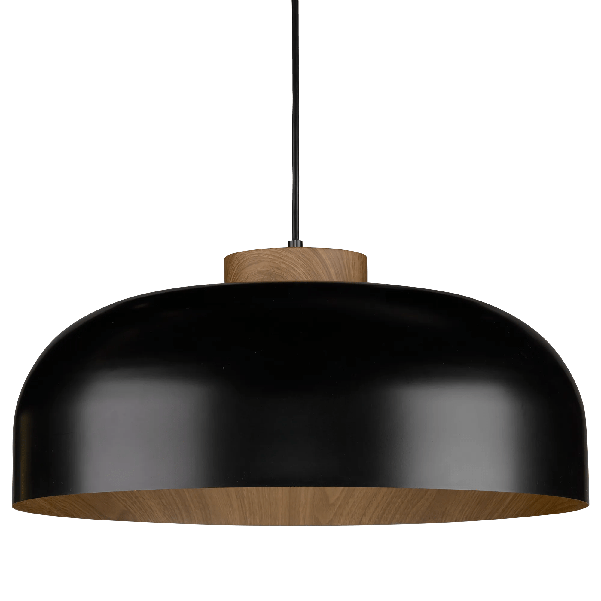 Suspension noire en métal avec Accent bois