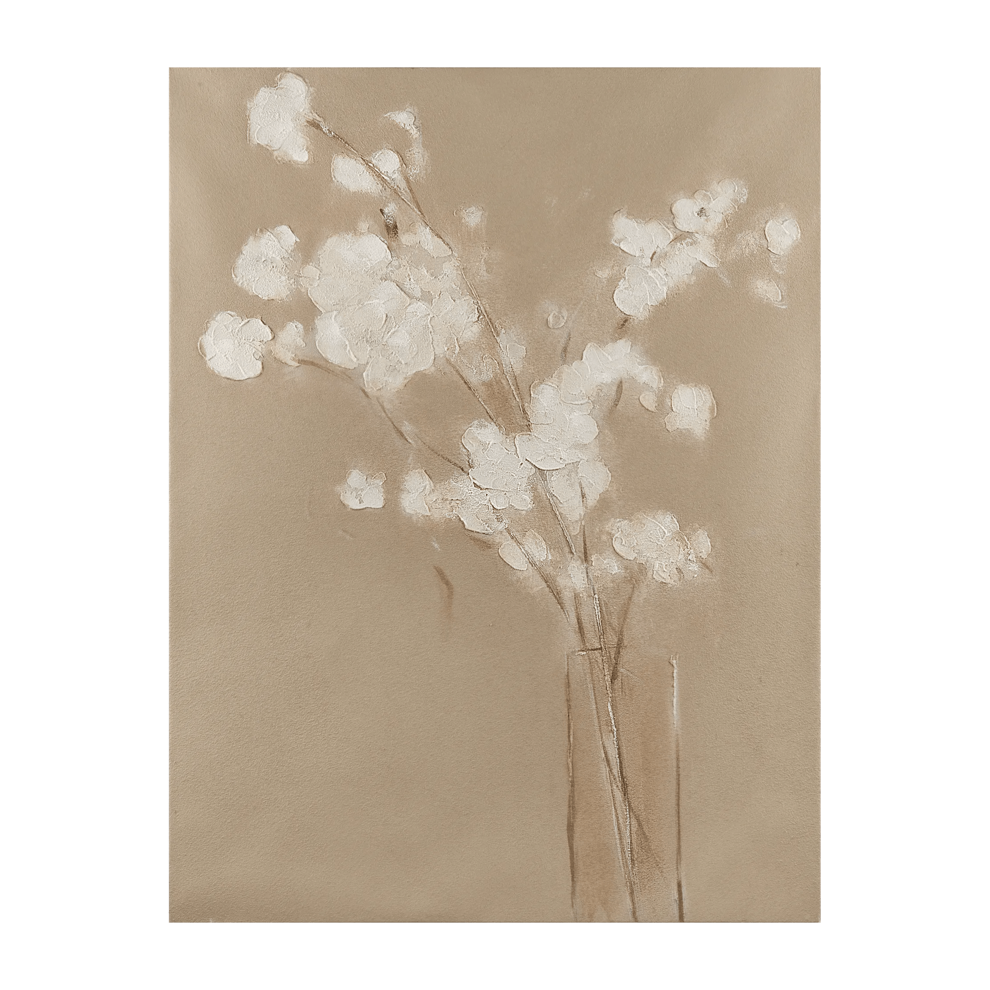 Tableau peint à l'huile des fleurs délicates dans un vase