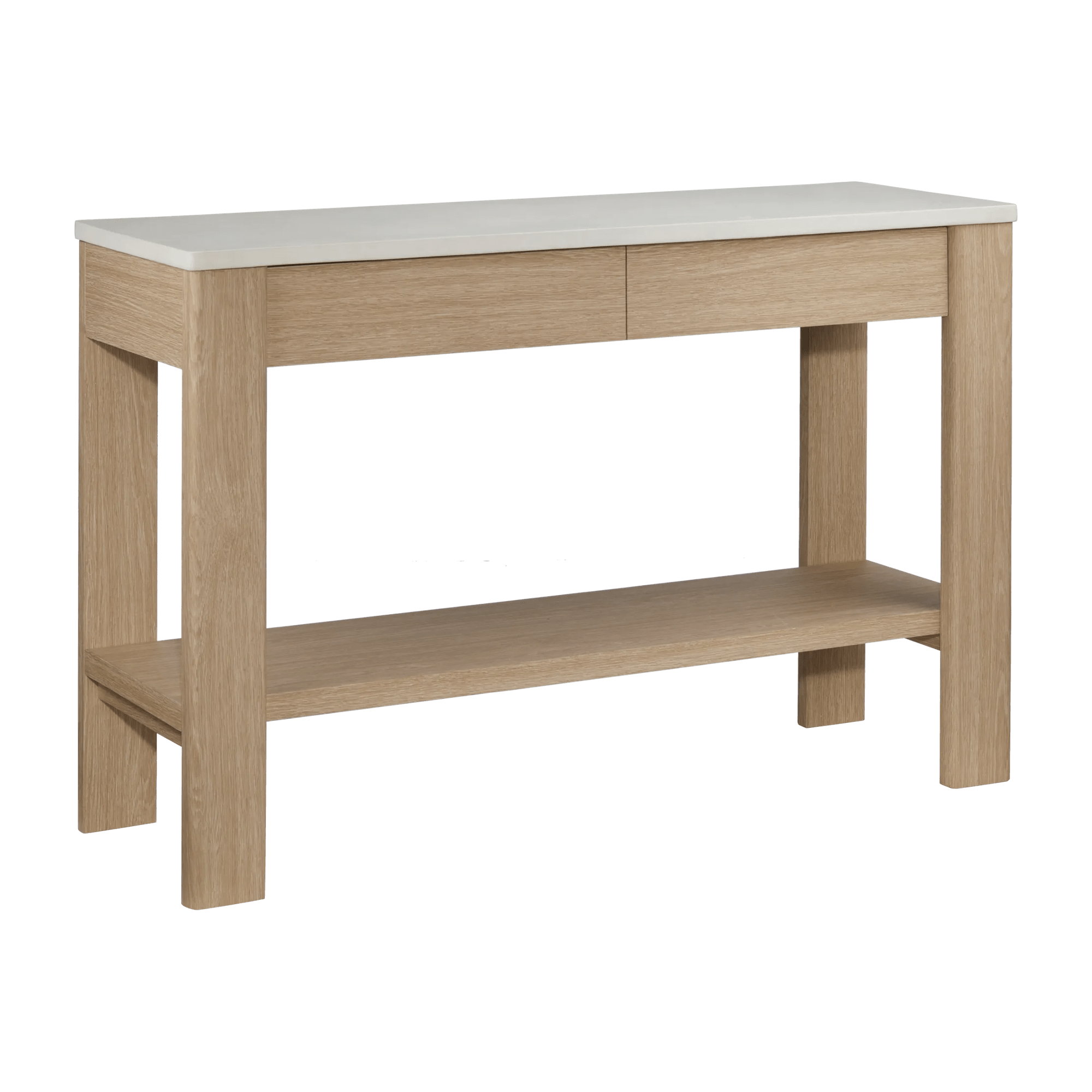 Console en bois clair avec plateau blanc