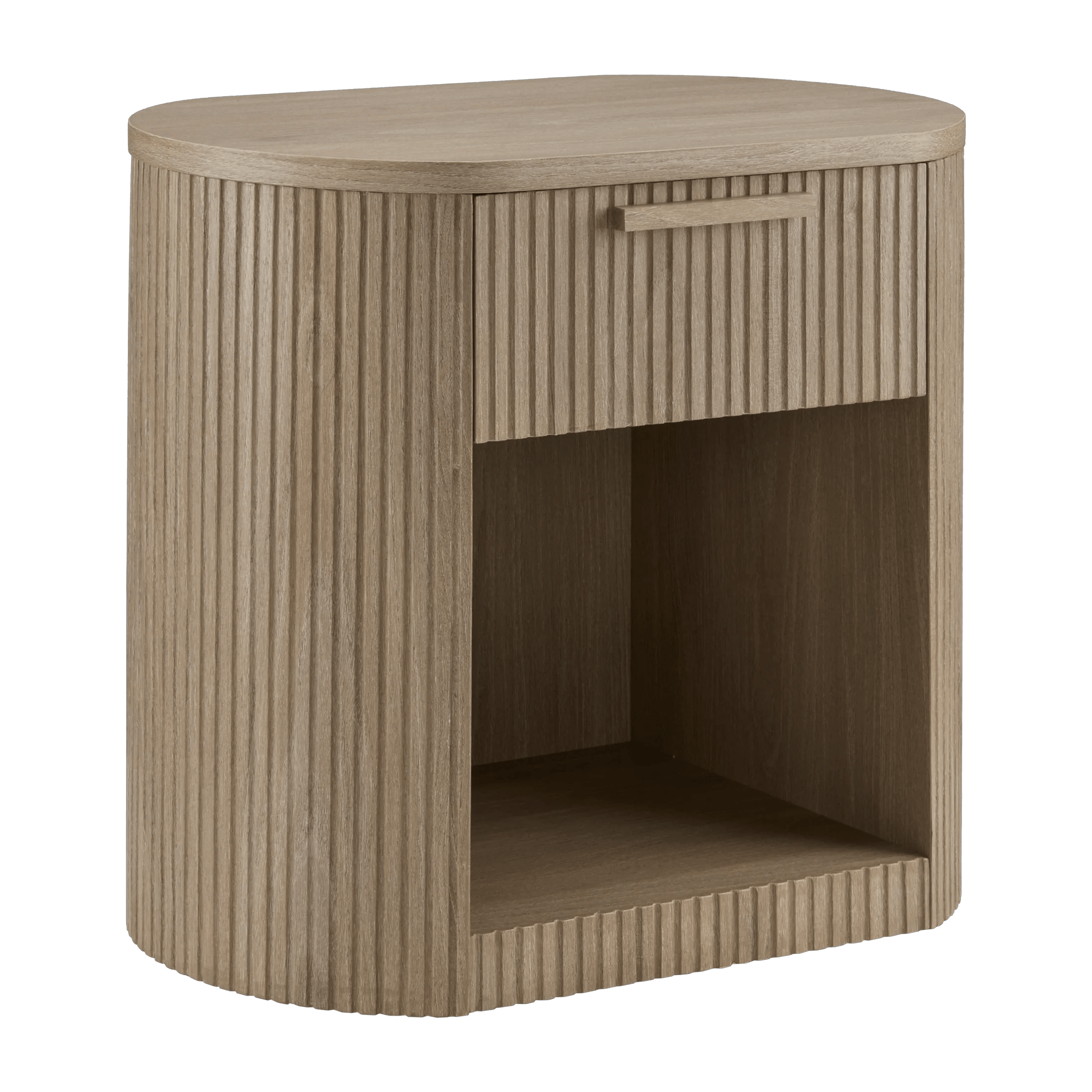 Ribbed Side Table with Drawer