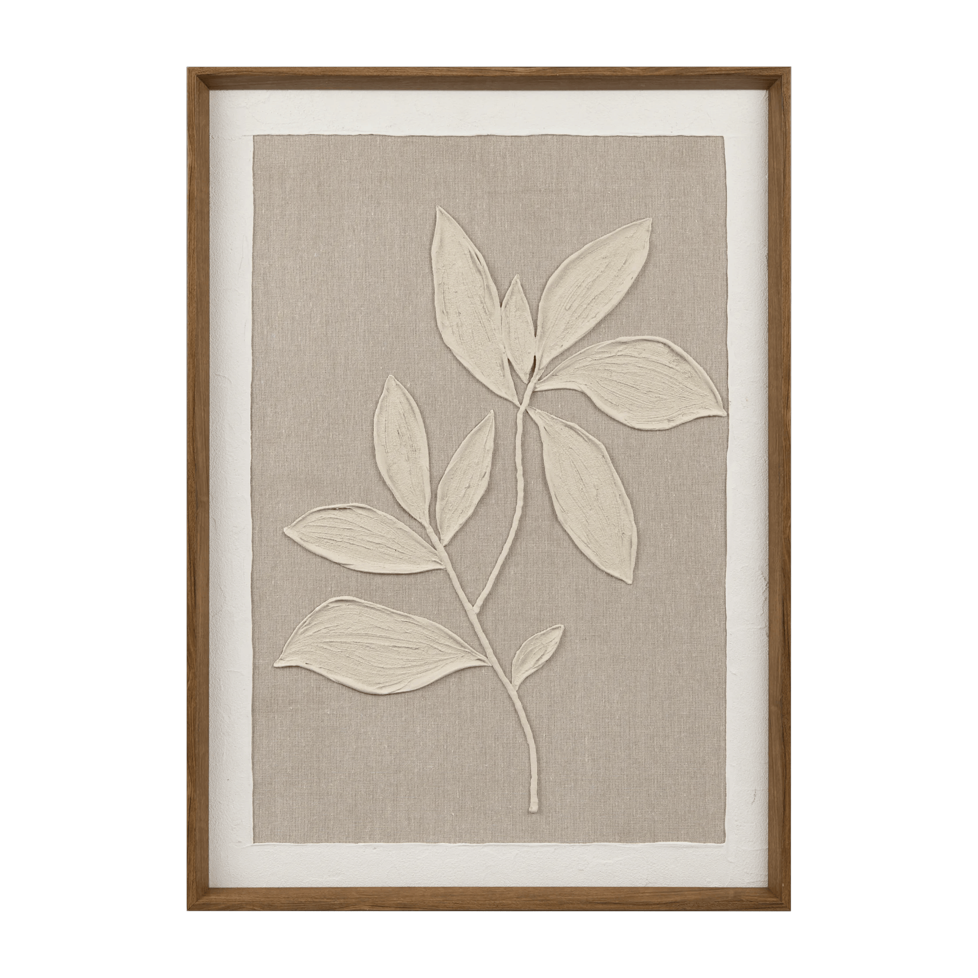 Feuille de plâtre blanche sur lin encadrée