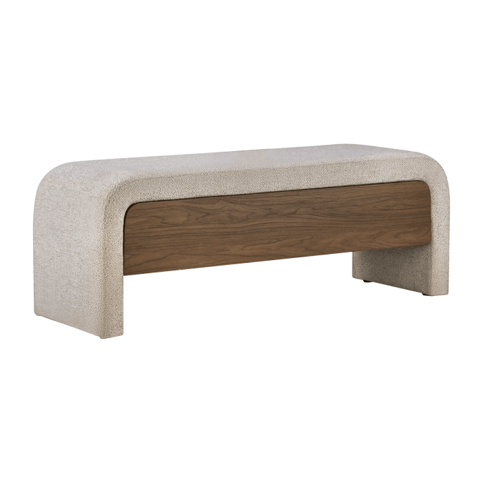 Fabric and wood bench