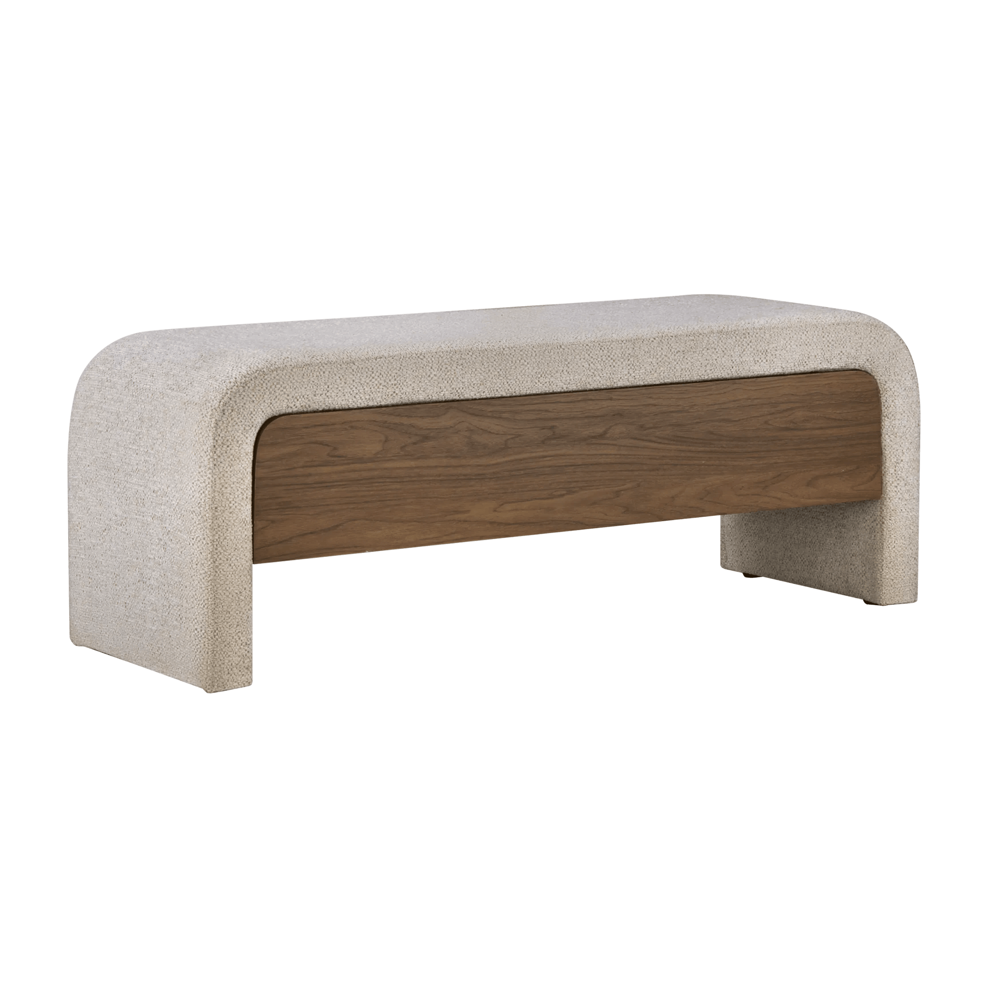 Fabric and wood bench