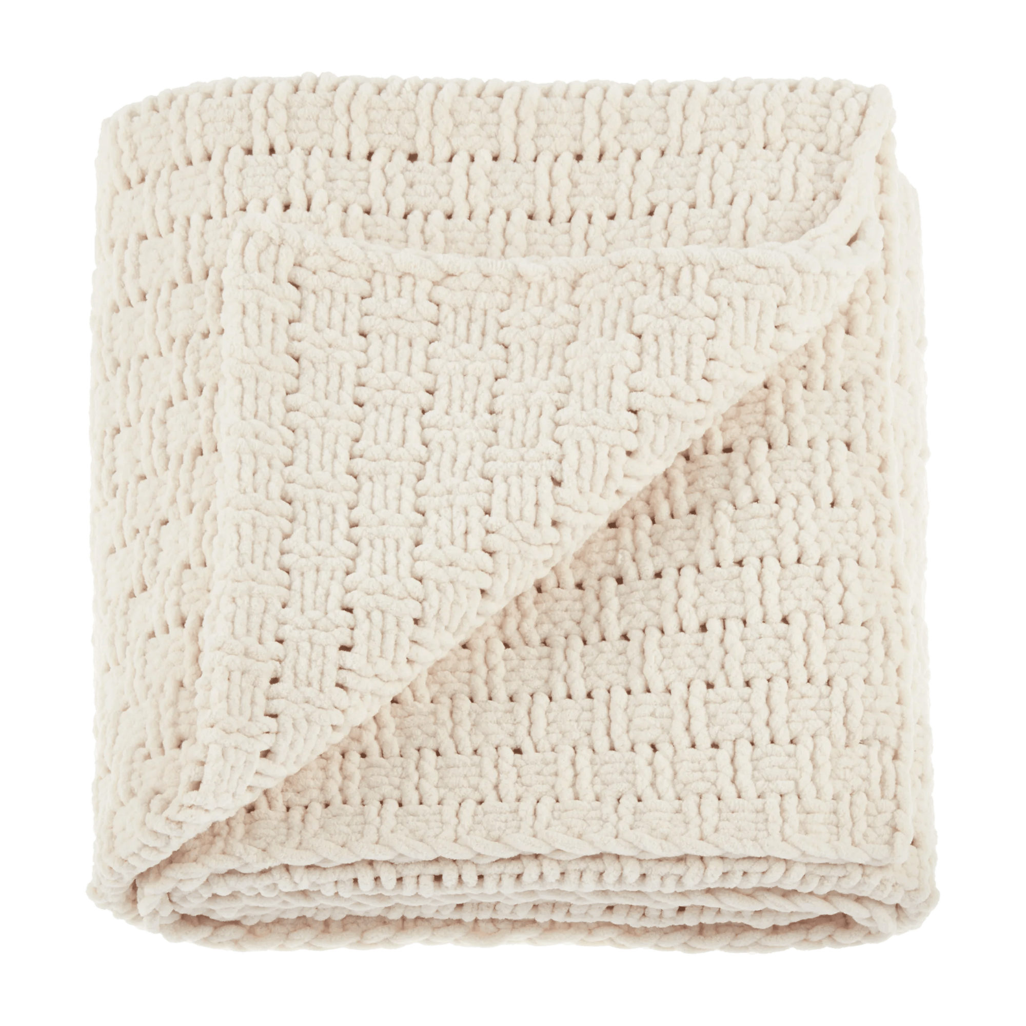 Off White Eliza Knit Throw in Off white