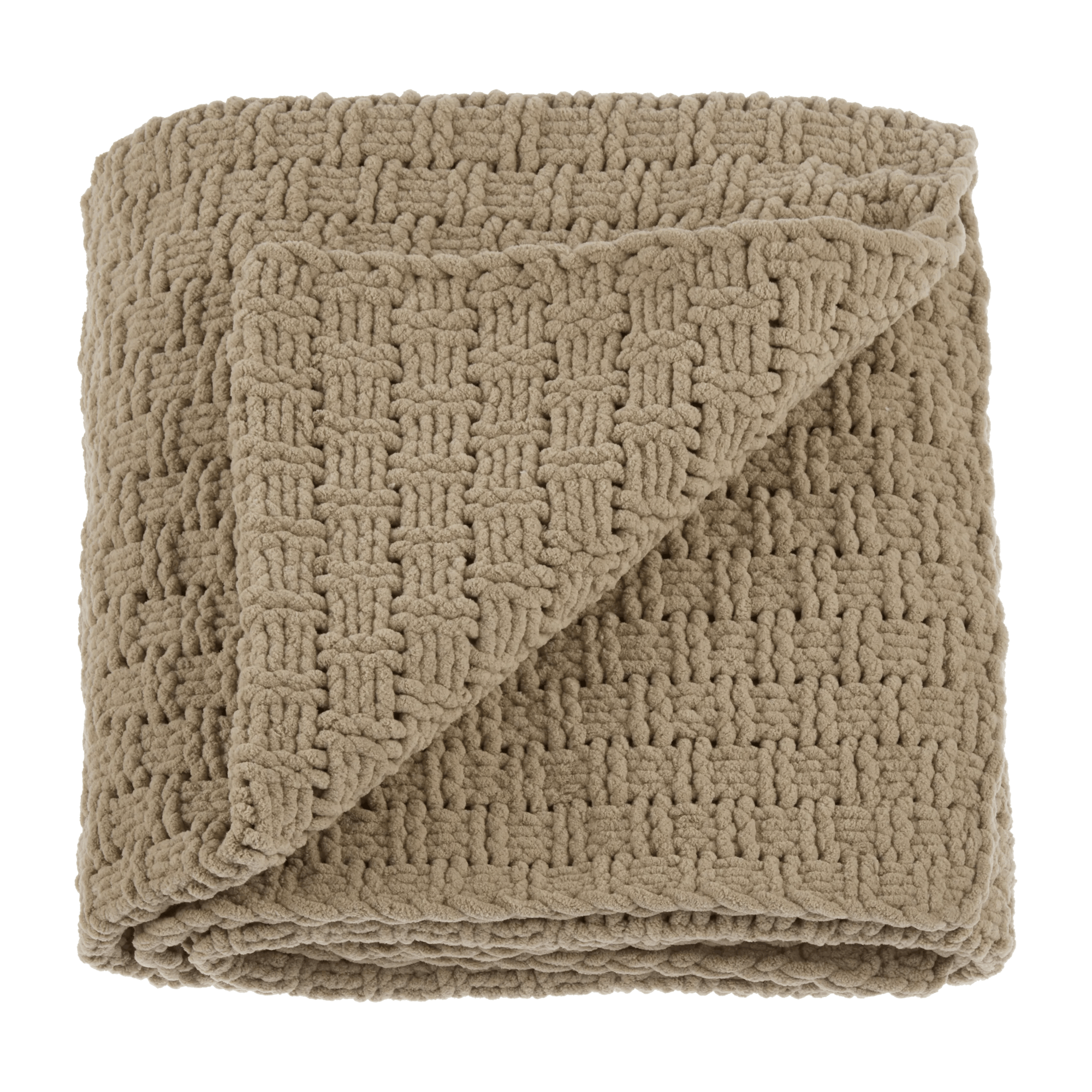 Eliza jeté en tricot blanc casee  taupe