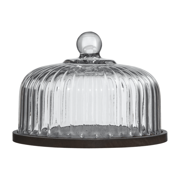 Round Wood Tray with Glass Lid