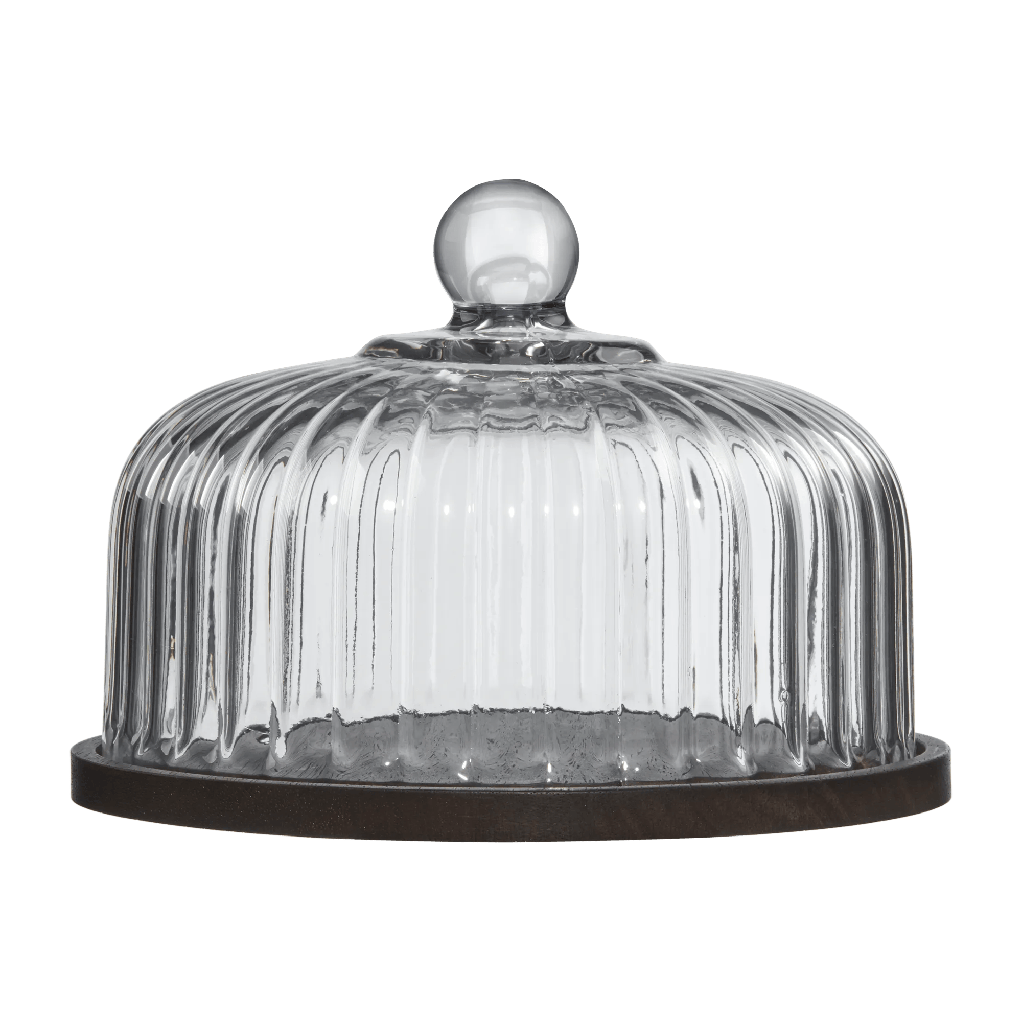 Round Wood Tray with Glass Lid