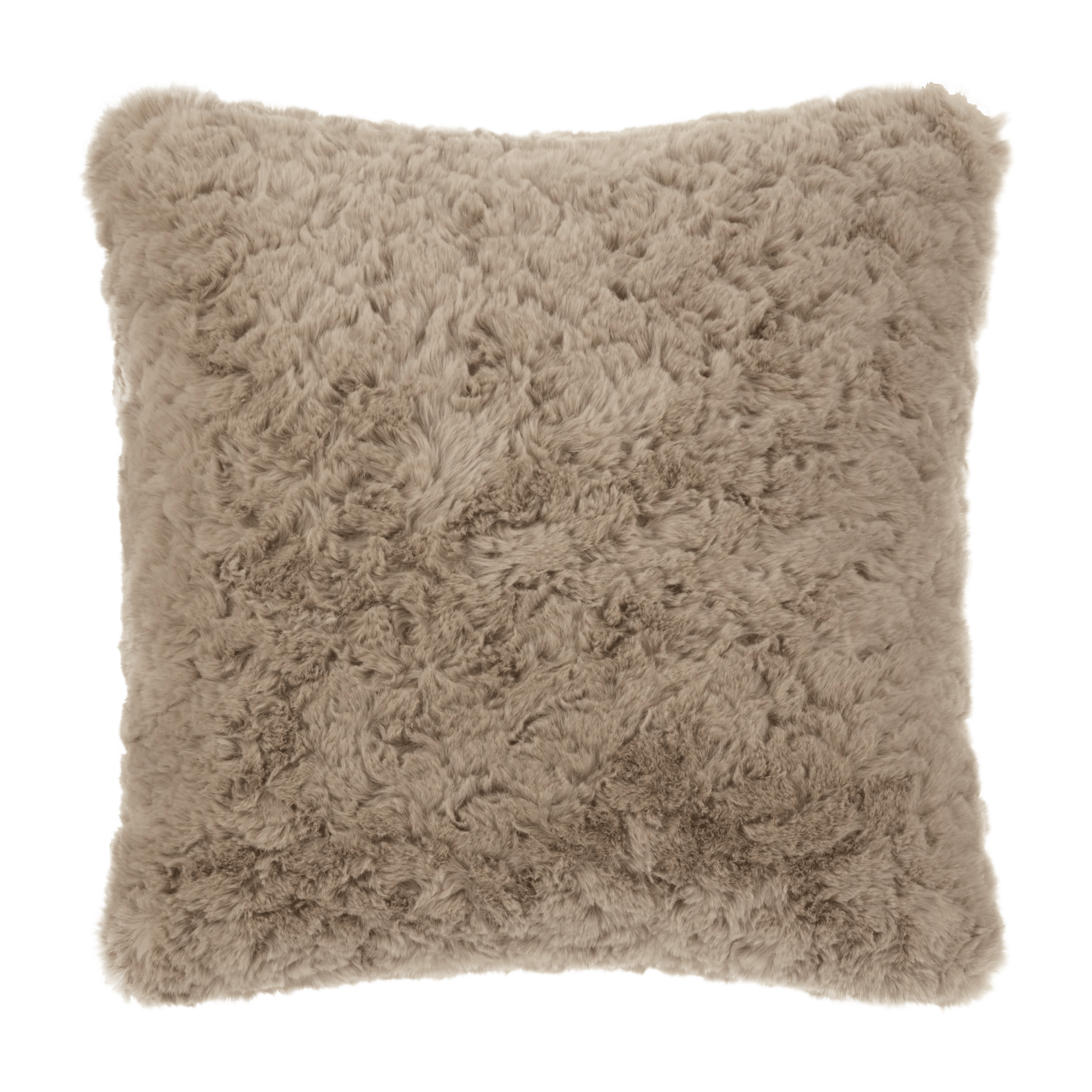 Coussin décoratif en fausse fourrure Tegan taupe