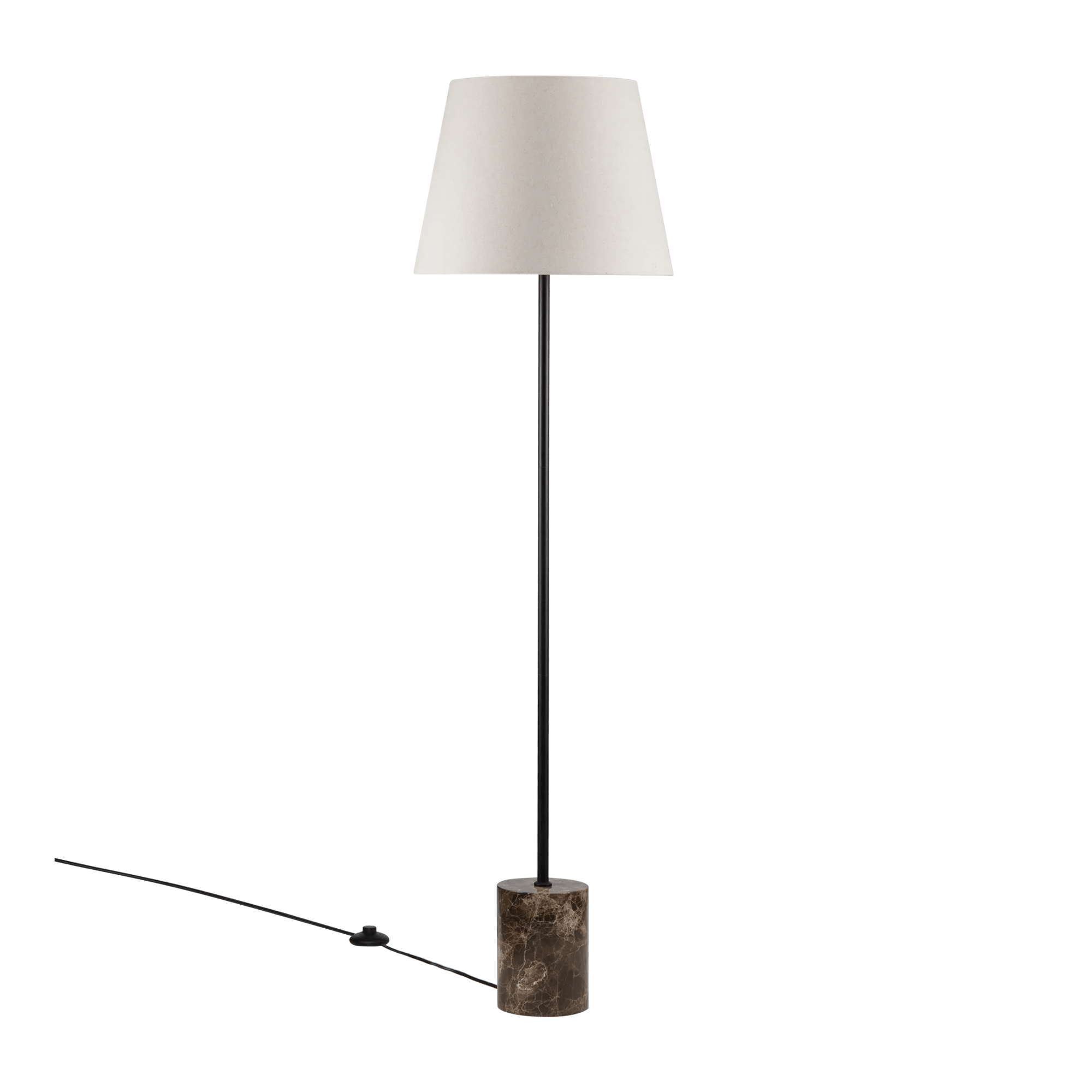 Lampadaire en marbre brun avec abat-jour en tissu