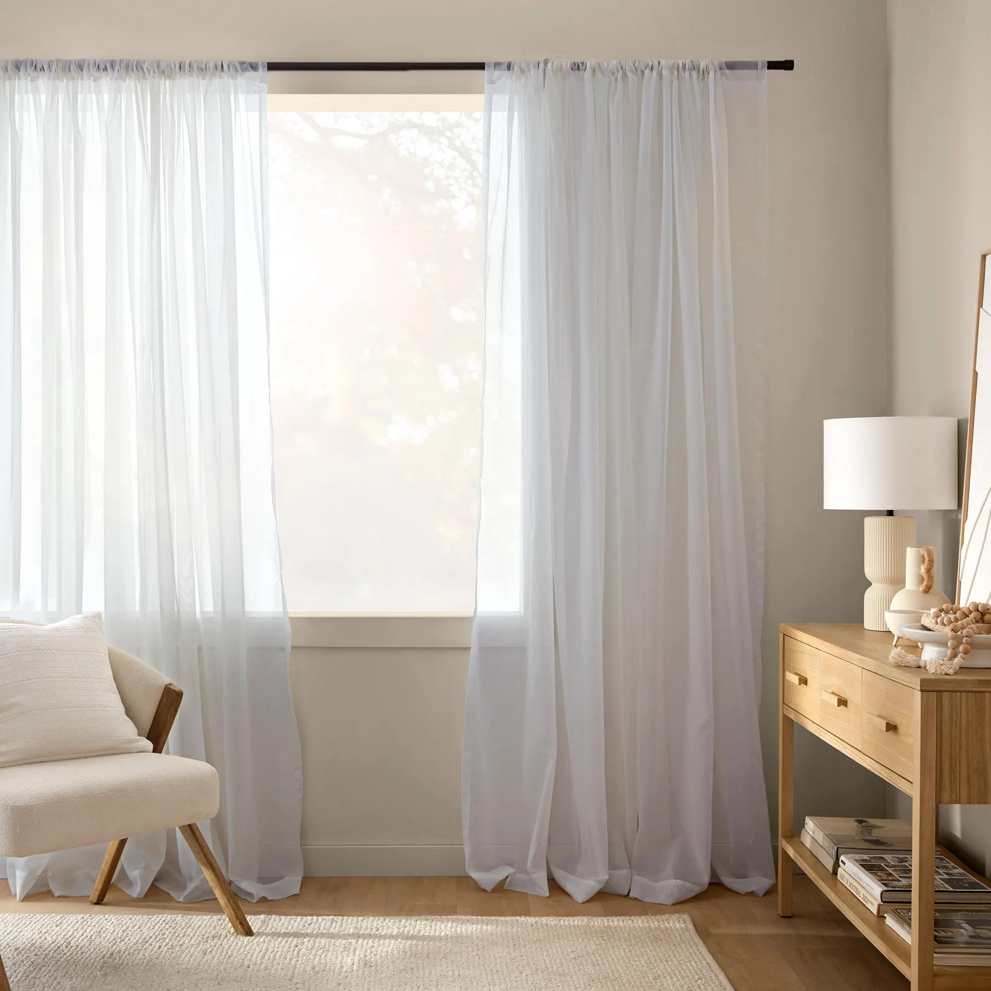 Rideau passe-tringle semi-transparent blanc