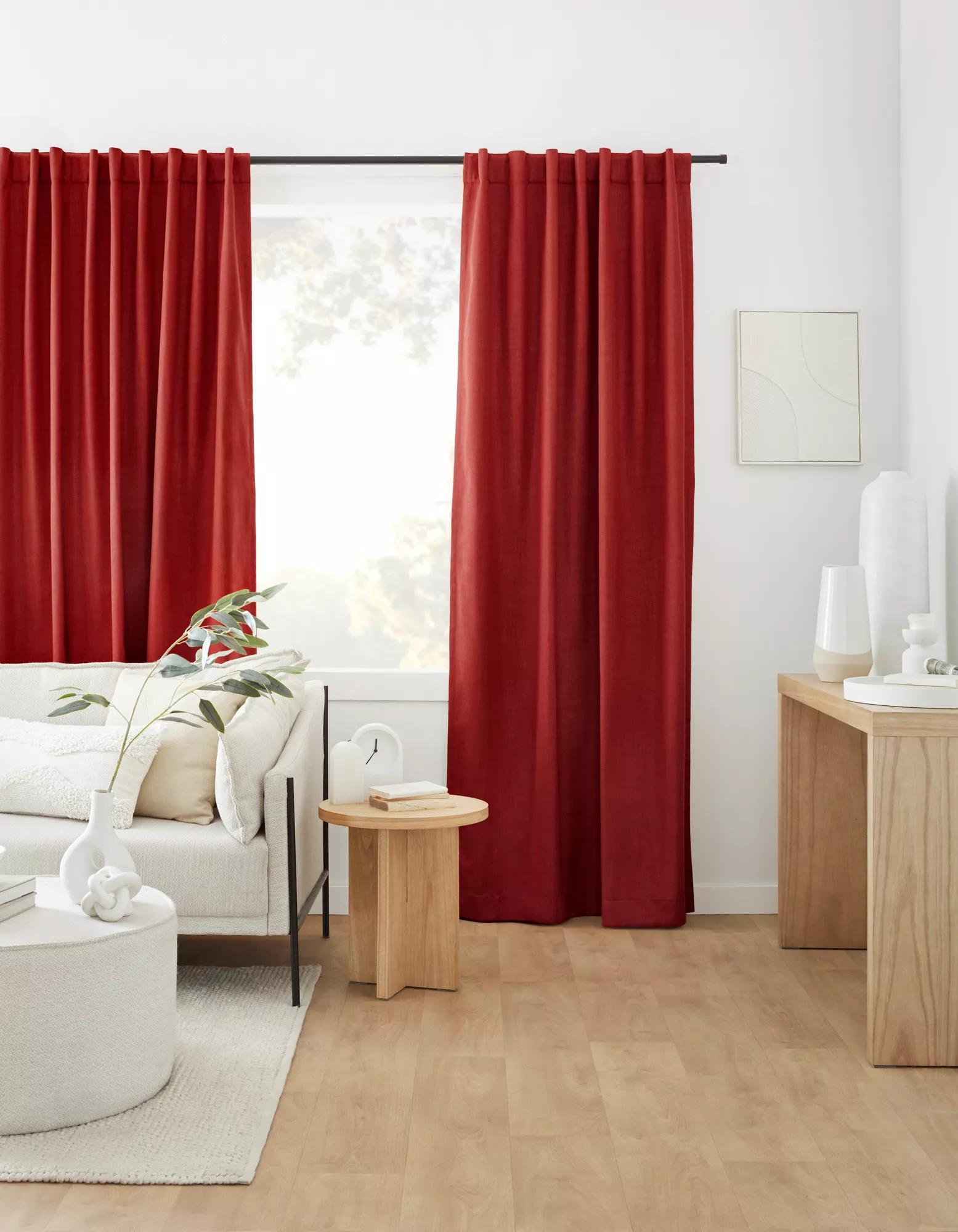 Red Taha Rod Pocket Back Tab Blackout Curtain
